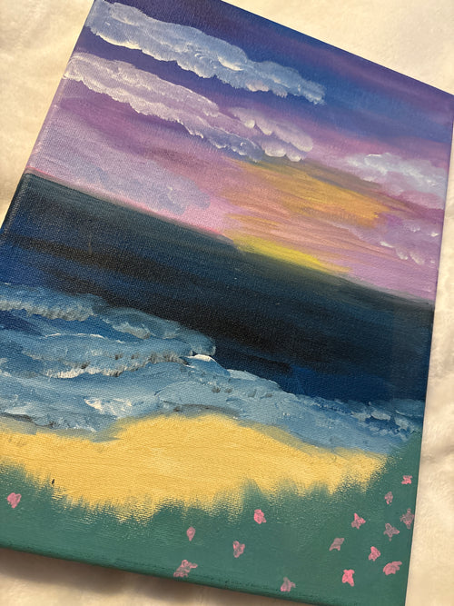 dusk by ocean
